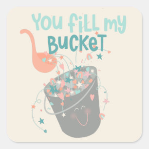 Cute Bucket Filler kids design Square Sticker
