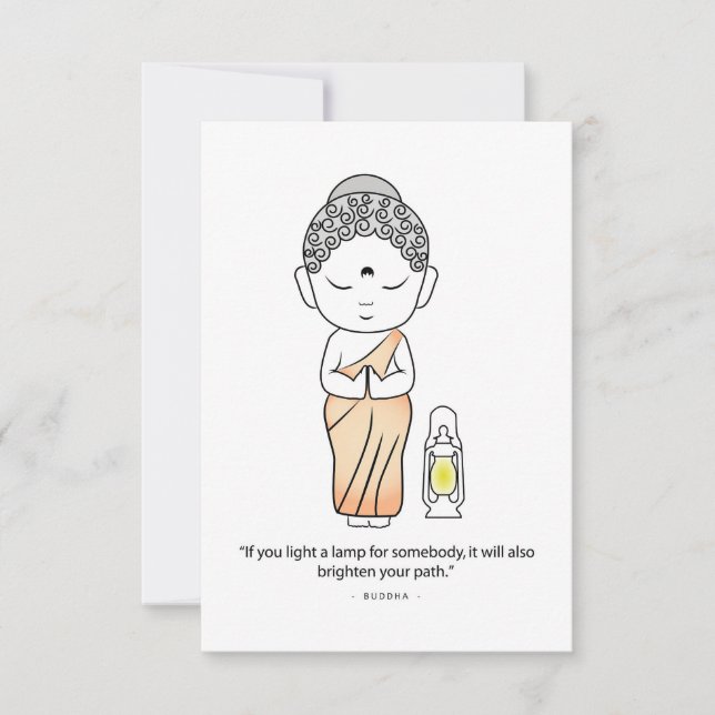 Cute Buddha With A Lamp Thank You Card (Front)