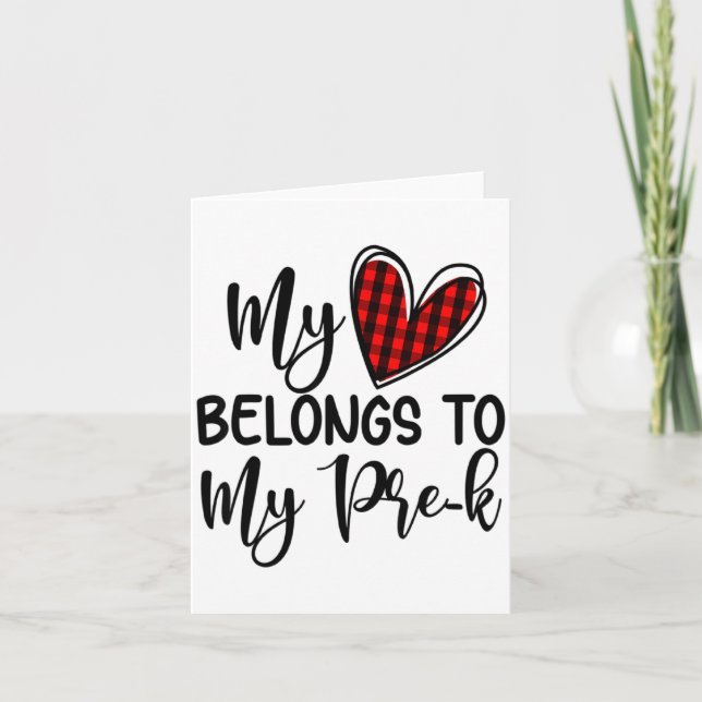 Cute Buffalo Plaid Heart Valentines Day For Pre K  Card (Front)