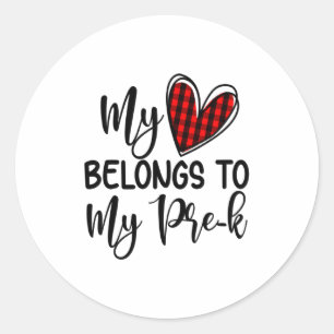Cute Buffalo Plaid Heart Valentines Day For Pre K  Classic Round Sticker