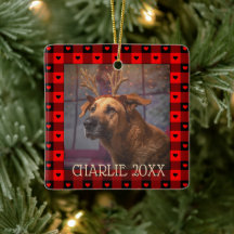 Cute Buffalo Plaid Hearts Custom Dog Pet Christmas