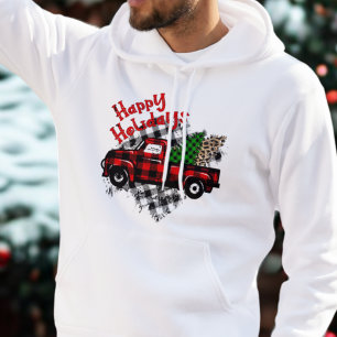 Cute Buffalo Plaid Tartan Modern Christmas Tree Hoodie