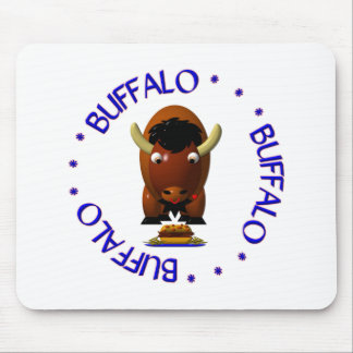 Cute Buffalo with Beef on Weck and Buffalo Wings Mouse Mat