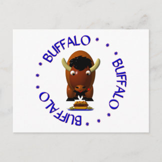Cute Buffalo with Beef on Weck and Buffalo Wings Postcard