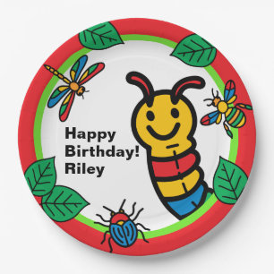 Cute Bug and Insect Kids Birthday Paper Plate