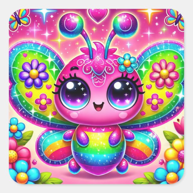 Cute Bug Square Sticker (Front)