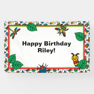 Cute Bugs and Insects Happy Birthday Banner