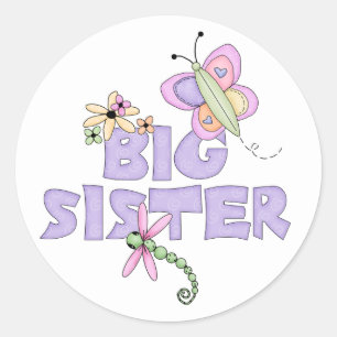 Cute Bugs Big Sister Classic Round Sticker