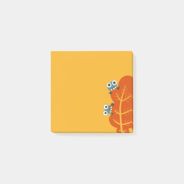 Cute Bugs Eat Autumn Leaf Post-it Notes (Front)