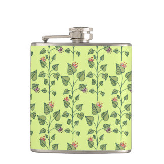 Cute Bugs Eat Green Plant Nature Lover Girl Hip Flask