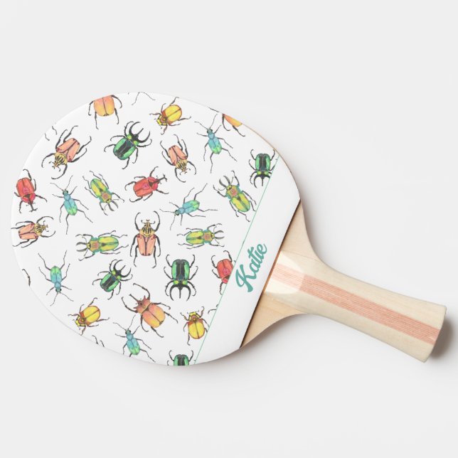 Cute Bugs Girls Name Ping Pong Paddle (Side)