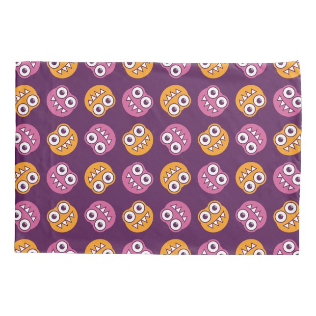 Cute Bugs Pattern In Purple Pink And Orange Pillowcase (Back)