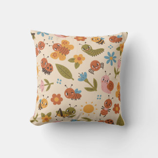 Cute Bugs Pattern Woodland insects for kids  Cushion