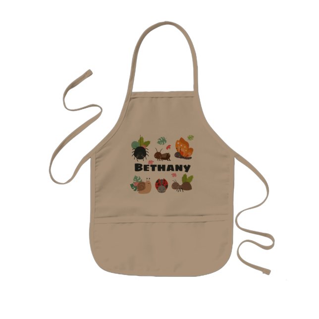 Cute Bugs Personalised Kids Gardening Kids Apron (Front)