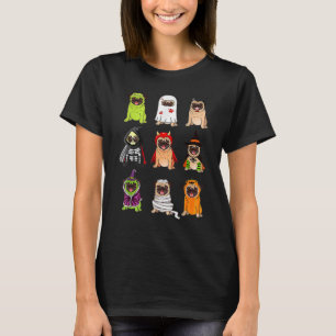 Cute Buldlog Happy Halloween Pug Dogs T-Shirt