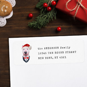 Cute Bull Terrier Christmas Dog Return Address