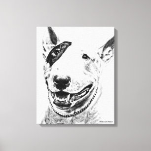 Cute Bull Terrier dog art Canvas Print