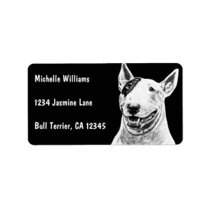 Cute Bull Terrier dog art Label