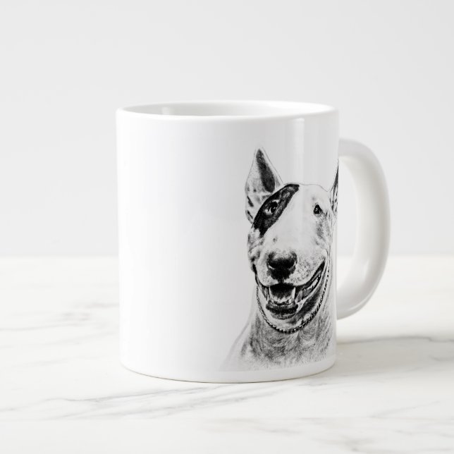 Cute Bull Terrier dog art Large Coffee Mug (Front Right)