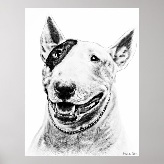 Cute Bull Terrier dog art Poster (Front)
