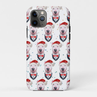 Cute Bull Terrier Dog Christmas Pattern iPhone 11 Pro Case