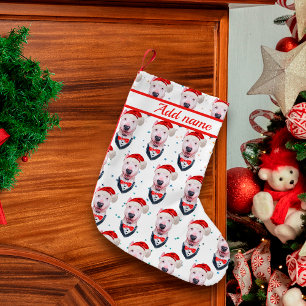 Cute Bull Terrier Dog Christmas Pattern Small Christmas Stocking