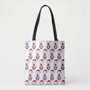 Cute Bull Terrier Dog Christmas Pattern Tote Bag