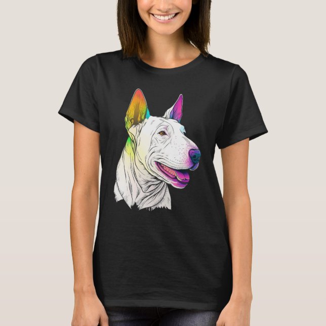 Cute Bull Terrier Dog on Bull Terrier  4 T-Shirt (Front)