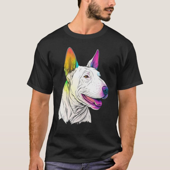 Cute Bull Terrier Dog on Bull Terrier  4 T-Shirt (Front)