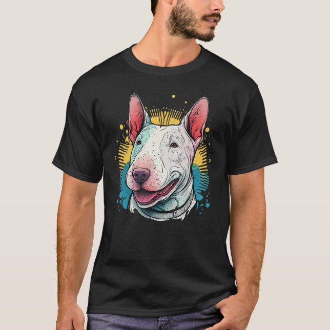 Cute Bull Terrier Dog on Bull Terrier  5 T-Shirt (Front)