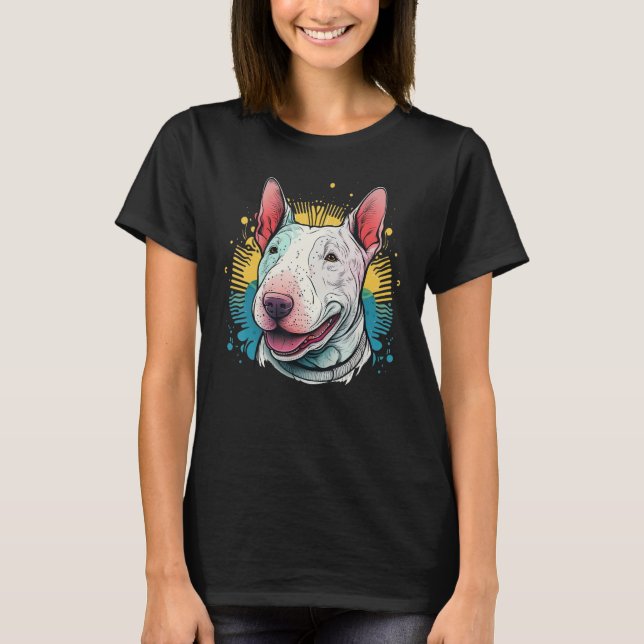 Cute Bull Terrier Dog on Bull Terrier  5 T-Shirt (Front)