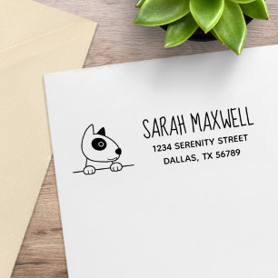 Cute Bull Terrier Dog Pet Address Rubber Stamp