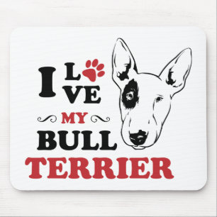 Cute Bull Terrier Mum Puppy Dad Dog Lover Cartoon Mouse Mat