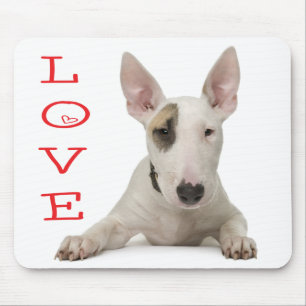 Cute Bull Terrier Mum Puppy Dad Dog Lover Cartoon Mouse Mat