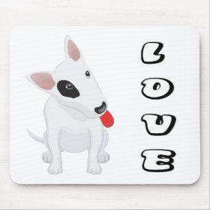 Cute Bull Terrier Mum Puppy Dad Dog Lover Cartoon Mouse Mat
