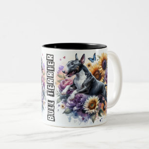 Cute Bull Terrier Two-Tone Coffee Mug
