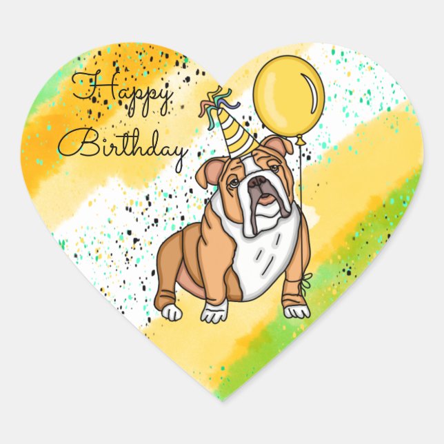 Cute Bulldog Birthday Classic Round Sticker (Front)