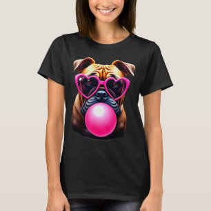 Cute Bulldog Blowing Bubble Gum  T-Shirt