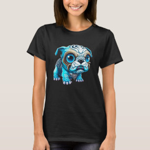 Cute Bulldog Blue Cyborg Bulldog Science Fiction T-Shirt