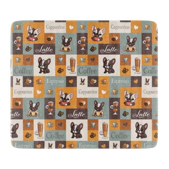 Cute Bulldog Coffee Love  Cutting Board (Front)