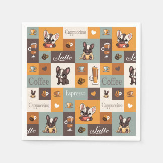 Cute Bulldog Coffee Love  Napkin