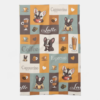 Cute Bulldog Coffee Love  Tea Towel
