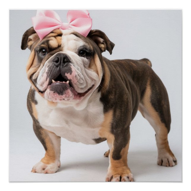 Cute Bulldog Dog Poster Wall Art (Front)