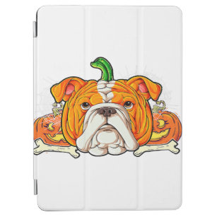 Cute Bulldog Face Halloween Costume With Pumpkin iPad Air Cover