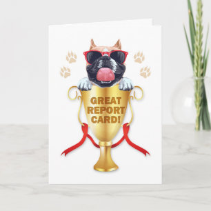 Cute Bulldog Great Report Card Congratulations