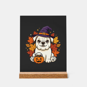 Cute Bulldog Halloween Pumpkin Dog Design_1 Acrylic Sign