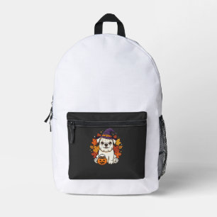 Cute Bulldog Halloween Pumpkin Dog Design_1 Printed Backpack