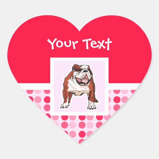 Cute Bulldog Heart Sticker (Front)