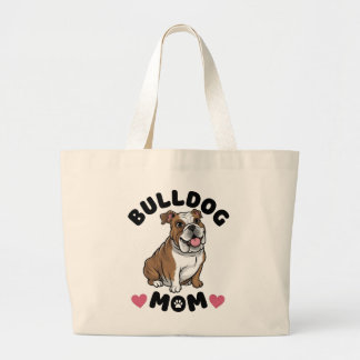 Cute Bulldog Mum Gift Puppy Dog Love  Large Tote Bag