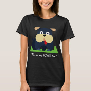 Cute Bulldog Puppy Animal Planet Art Black T-Shirt